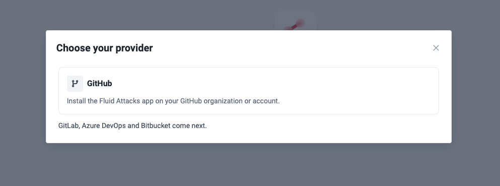 Choose your provider window with the GitHub card