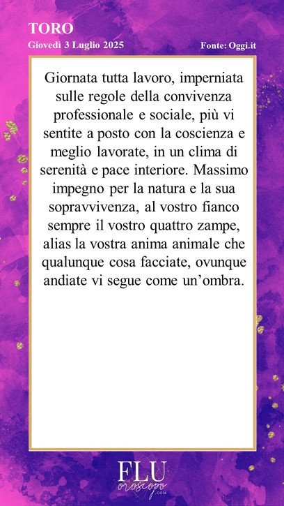 Oroscopo Toro Oggi