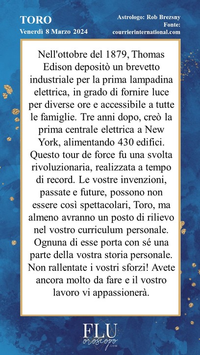 Oroscopo toro Internazionale