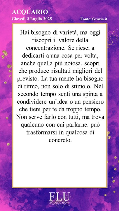 Oroscopo Acquario Grazia