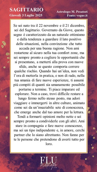 Oroscopo Sagittario Vogue