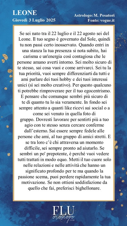 Oroscopo Leone Vogue