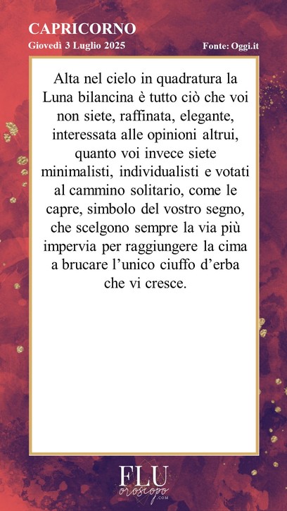 Oroscopo Capricorno  Oggi