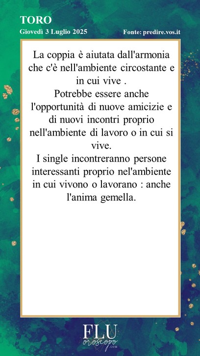 Oroscopo Toro Predire
