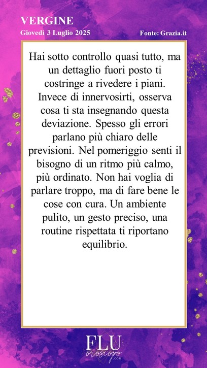 Oroscopo Vergine Grazia