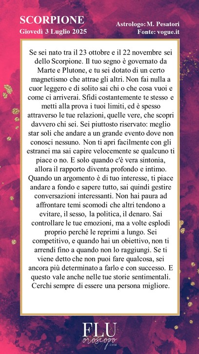 Oroscopo Scorpione Vogue