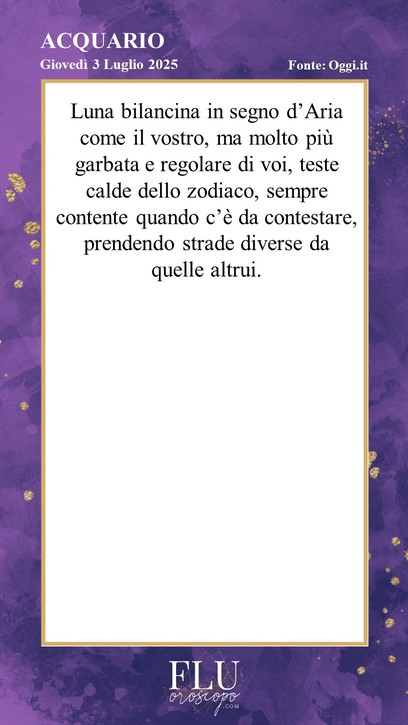 Oroscopo Acquario Oggi