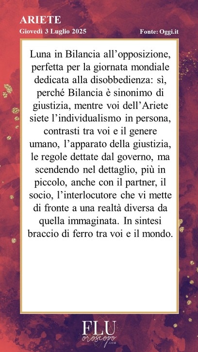 Oroscopo Ariete Oggi