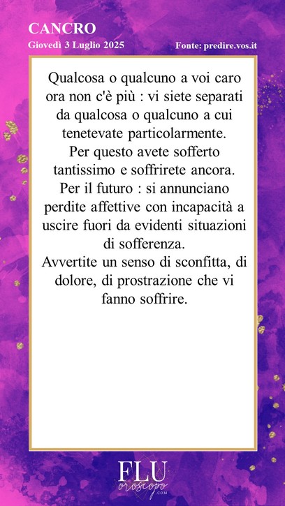 Oroscopo Cancro Predire