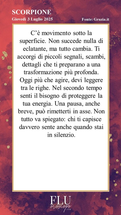 Oroscopo Scorpione Grazia