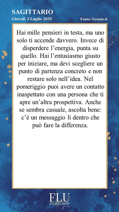 Oroscopo Sagittario Grazia