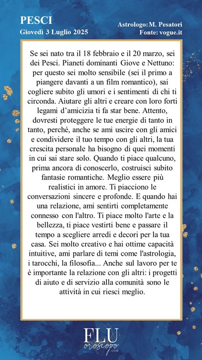 Oroscopo Pesci Vogue