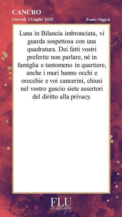 Oroscopo Cancro Oggi
