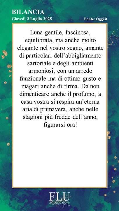 Oroscopo Bilancia Oggi