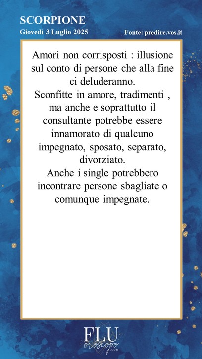 Oroscopo  Scorpione Predire