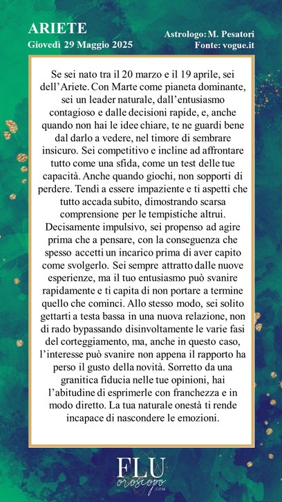 Oroscopo Ariete Vogue