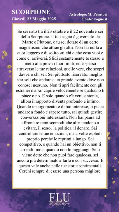 Oroscopo Scorpione Vogue