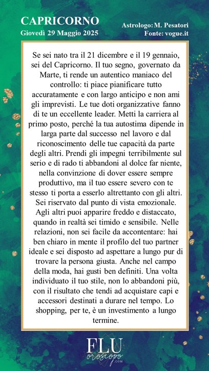 Oroscopo Capricorno Vogue