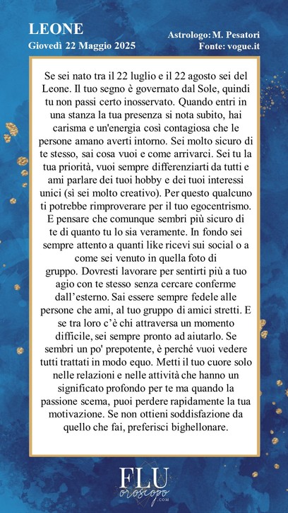 Oroscopo Leone Vogue