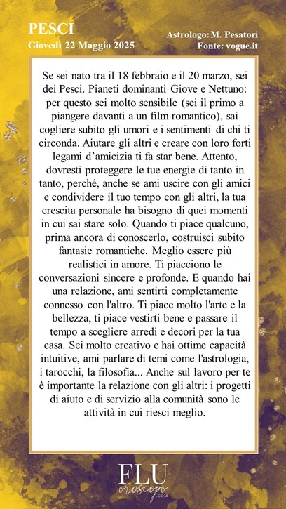 Oroscopo Pesci Vogue