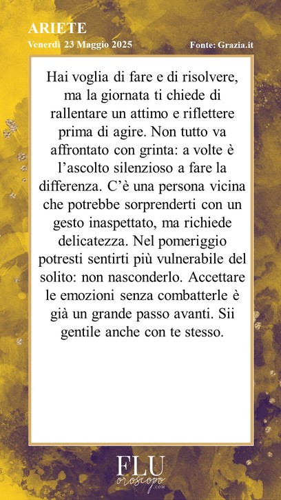 Oroscopo Ariete Grazia