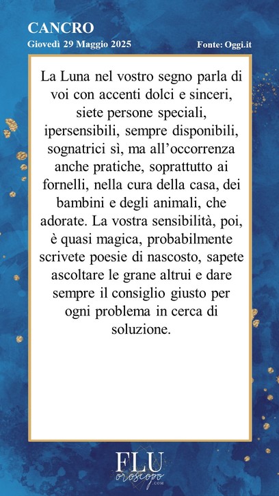 Oroscopo Cancro Oggi