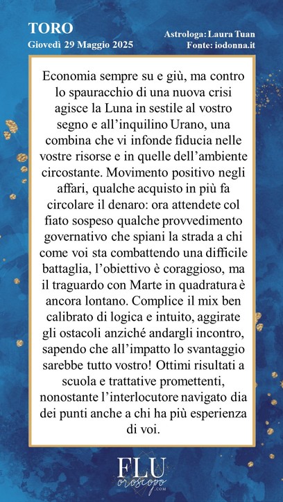 Oroscopo Toro Io Donna