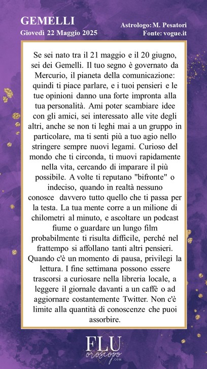 Oroscopo Gemelli Vogue