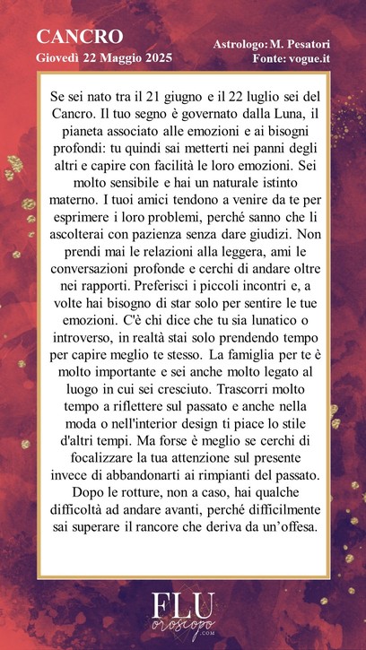 Oroscopo Cancro Vogue