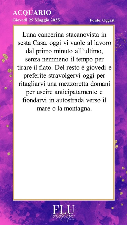 Oroscopo Acquario Oggi