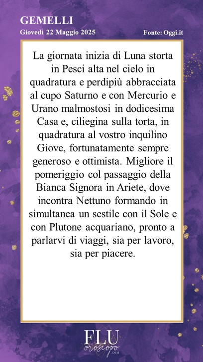 Oroscopo Gemelli Oggi