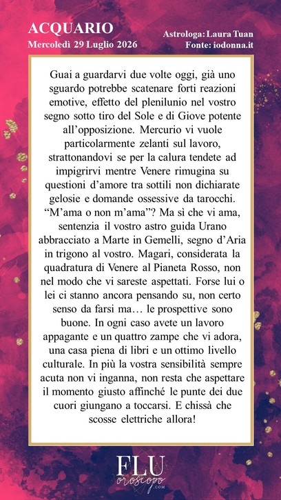 Oroscopo Acquario Io Donna
