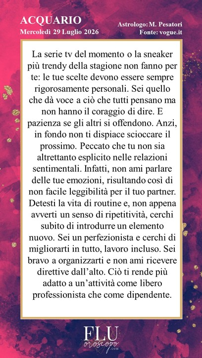 Oroscopo Acquario Vogue