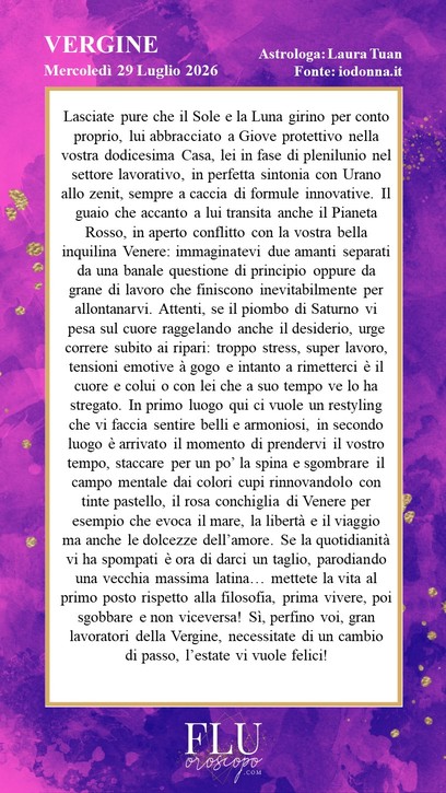 Oroscopo Vergine IoDonna