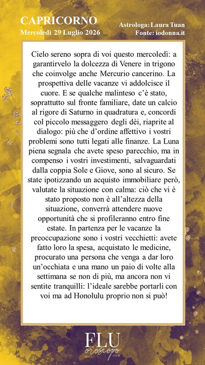 Oroscopo Capricorno Io Donna
