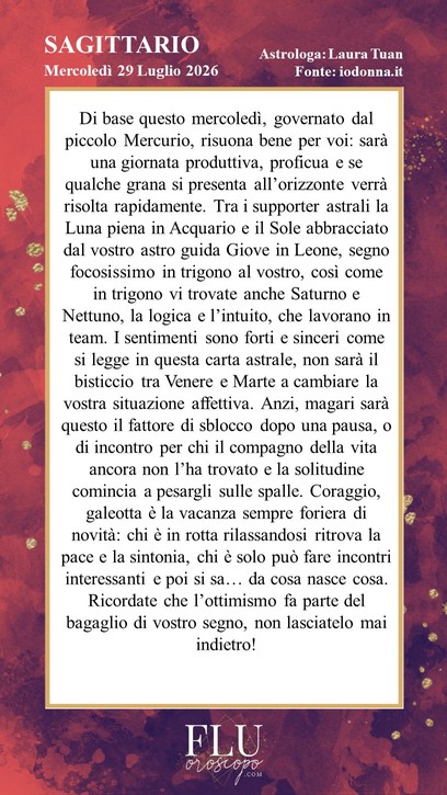 Oroscopo Sagittario IoDonna