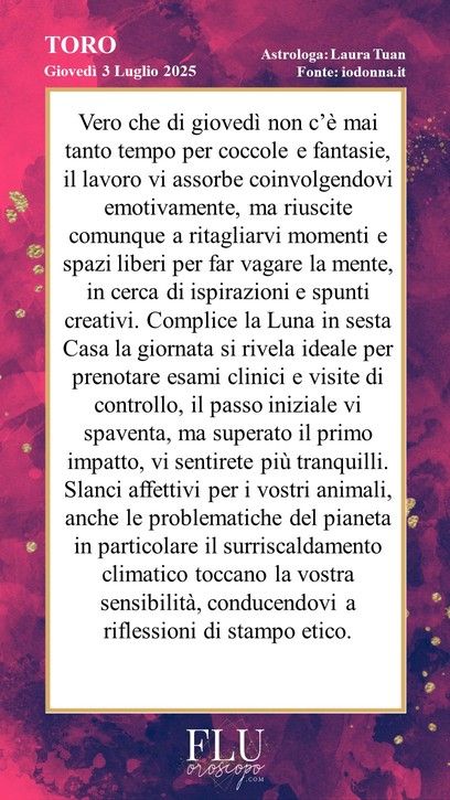 Oroscopo Toro Io Donna