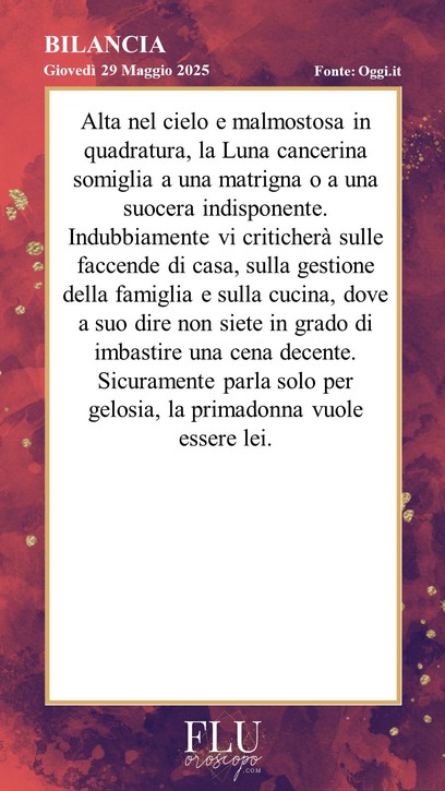 Oroscopo Bilancia Oggi