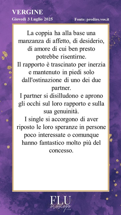 Oroscopo  Vergine Predire