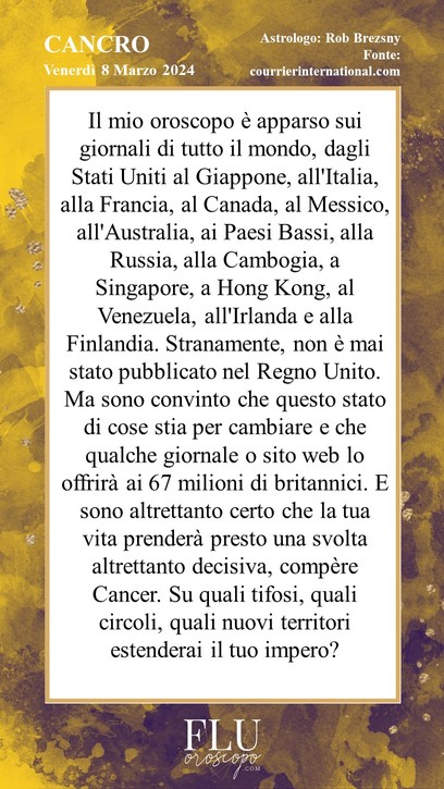 Oroscopo cancro Internazionale