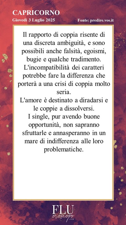 Oroscopo  Capricorno  Predire