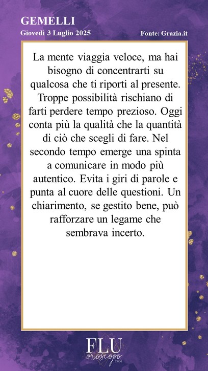 Oroscopo Gemelli  Grazia