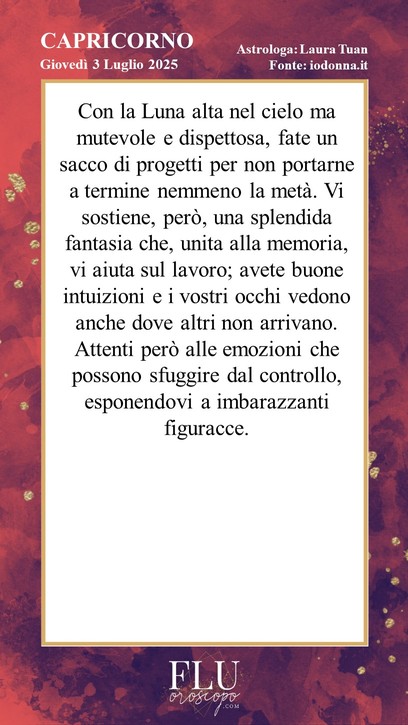 Oroscopo Capricorno  Io Donna