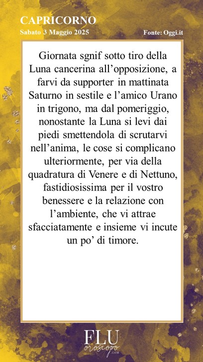 Oroscopo Capricorno Oggi