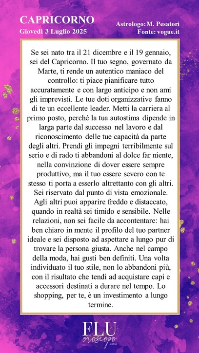 Oroscopo Capricorno Vogue