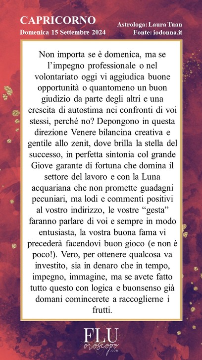 Oroscopo Capricorno  Io Donna