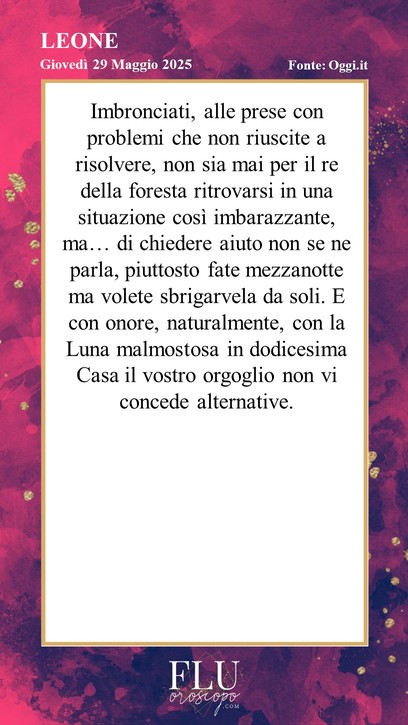 Oroscopo Leone Oggi