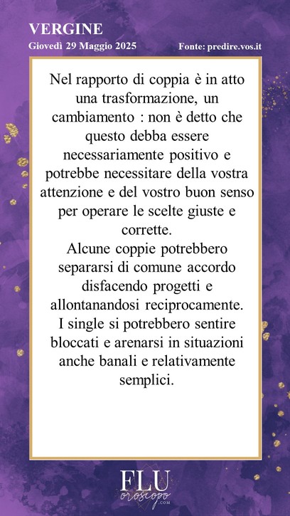 Oroscopo Vergine Predire