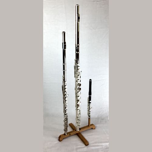 Handcrafted Wooden Alto Flute Stand (with 1, 2 or 3 Pegs) Flute