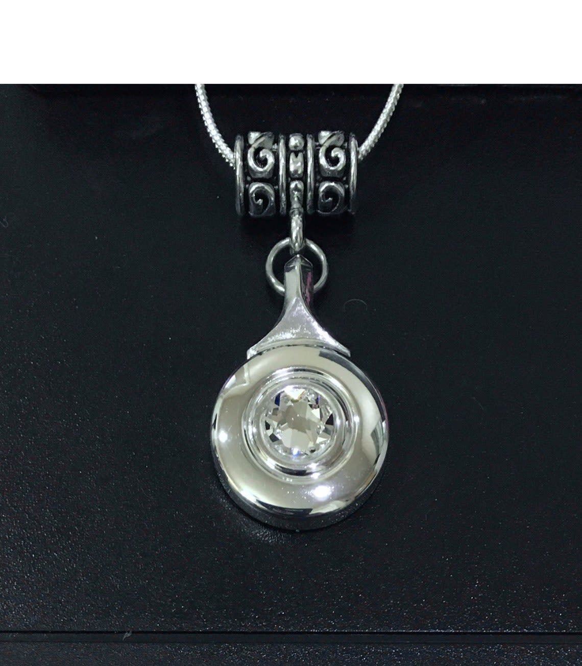 Flute Key Necklace Open Hole (silver plated) with Decorative Bail